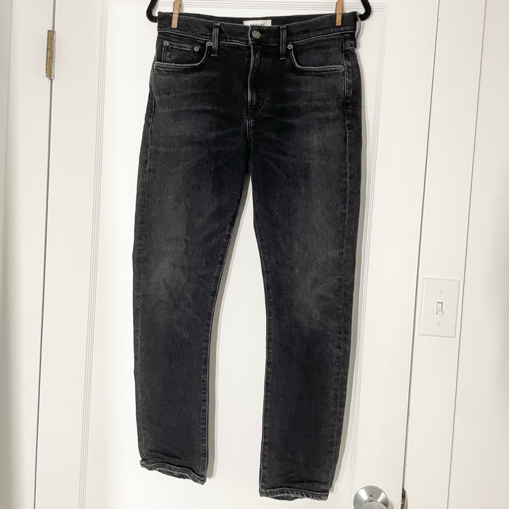 AGOLDE Black Washed Denim Slim Straight Jeans Women’s Size 27